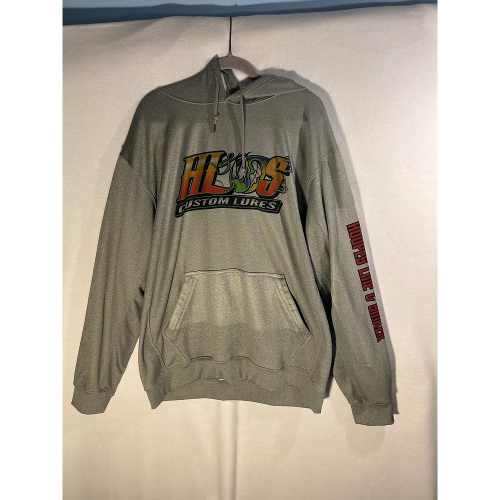 BAW Thermo Tek HLS Hooked Line & Sinker Fishing Hoodie Gray Men 2XL Performance